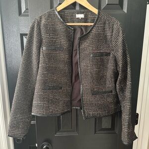 Ecru Black and White Tweed Blazer
